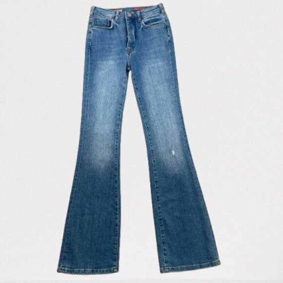Anthropologie Pilcro High Rise Button Fly Stretch  Flare Jeans Size 25 - Picture 1 of 9